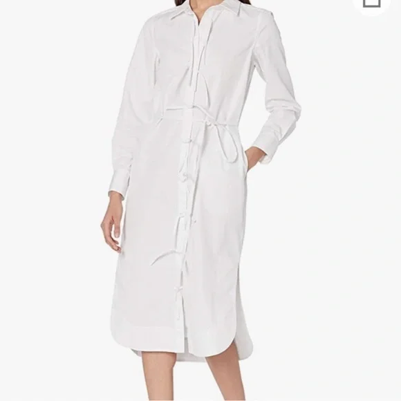 knee length dresses for ladies Blue Striped Puff Sleeve Shirt Dress - Blue Stripe Poplin Shirt Dress main image 1